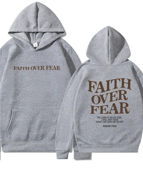 Load image into Gallery viewer, Faith over Fear Christian Hoodie Christian Sweatshirt Jesus Hoodie Trendy Hoodie Bible Verse Shirt Unisex Aesthetic Clothes
