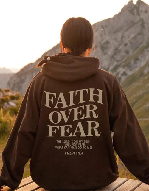 Load image into Gallery viewer, Faith over Fear Christian Hoodie Christian Sweatshirt Jesus Hoodie Trendy Hoodie Bible Verse Shirt Unisex Aesthetic Clothes
