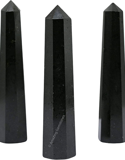 Load image into Gallery viewer, Black Tourmaline Crystal Towers ~ Natural Healing Crystal Point Obelisk for Reiki Healing and Crystal Grid (3&quot; to 4&quot; INCH)
