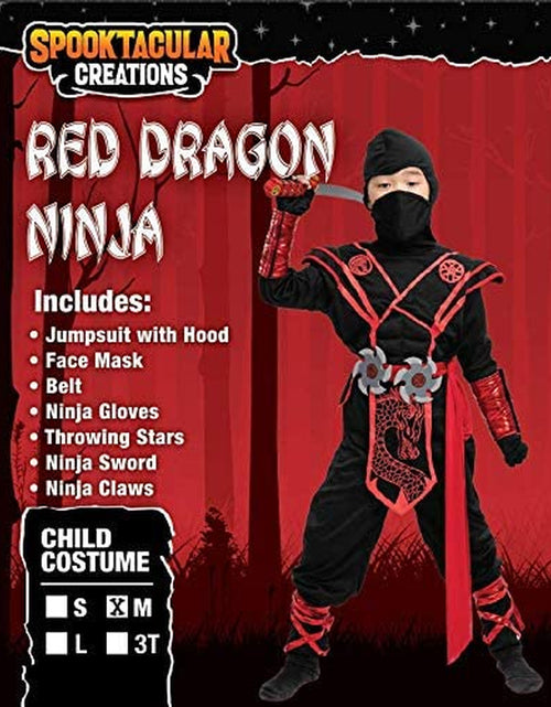 Load image into Gallery viewer, Ninja Dragon Red Costume Outfit Set for Kids Halloween Dress up Party
