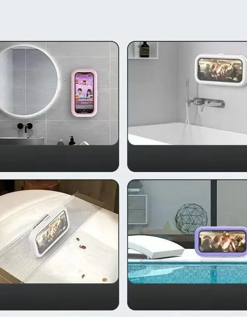 Load image into Gallery viewer, Shower Phone Holder with Speaker - 480 Rotation, Wall Phone Mount for Shower, Waterproof anti Fog Shower Case for 4-7&quot; Phones
