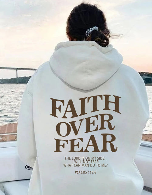 Load image into Gallery viewer, Faith over Fear Christian Hoodie Christian Sweatshirt Jesus Hoodie Trendy Hoodie Bible Verse Shirt Unisex Aesthetic Clothes
