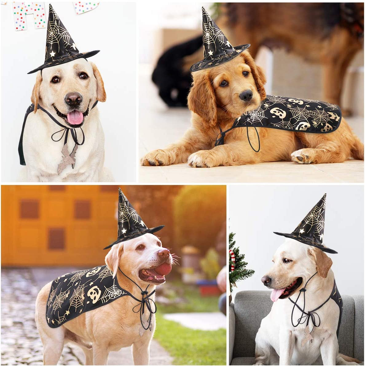 Pet Halloween Costumes Cape with Wizard Hat Dog Cat Halloween Apparels