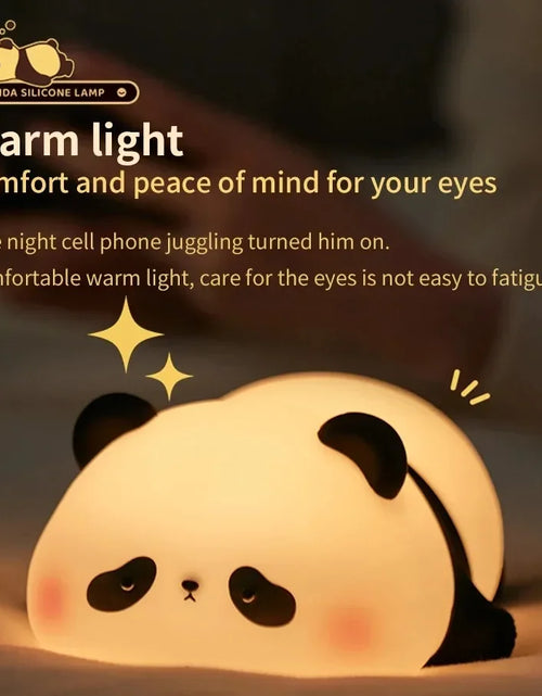 Load image into Gallery viewer, LED Panda Silicone Lamp Rechargeable Eye Protection Lamp Pat Night Lights Dimming Sleep Bedside Lamp Birthday Gift Bedroom Decor
