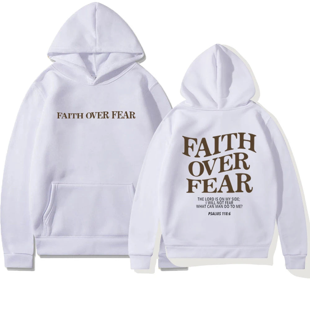 Faith over Fear Christian Hoodie Christian Sweatshirt Jesus Hoodie Trendy Hoodie Bible Verse Shirt Unisex Aesthetic Clothes