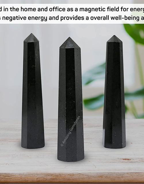 Load image into Gallery viewer, Black Tourmaline Crystal Towers ~ Natural Healing Crystal Point Obelisk for Reiki Healing and Crystal Grid (3&quot; to 4&quot; INCH)
