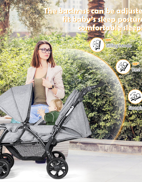 Load image into Gallery viewer, Foldable Lightweight Front Back Seats Double Baby Stroller
