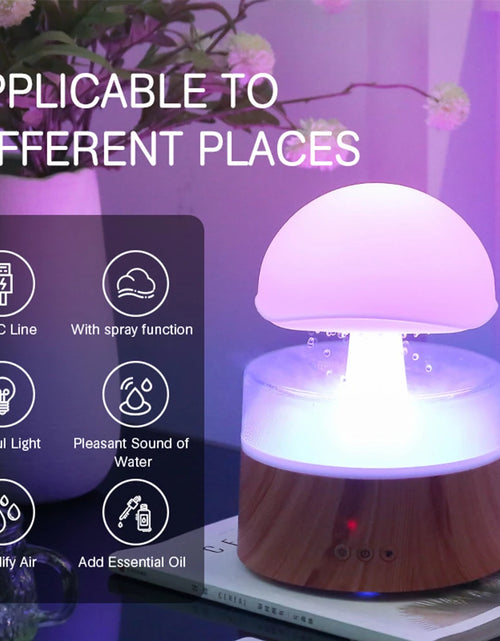 Load image into Gallery viewer, Mushroom Cloud Rain Humidifier Relaxing Raindrop Aromatherapy Machine Ultrasonic Atomization Humidification Colorful Night Light
