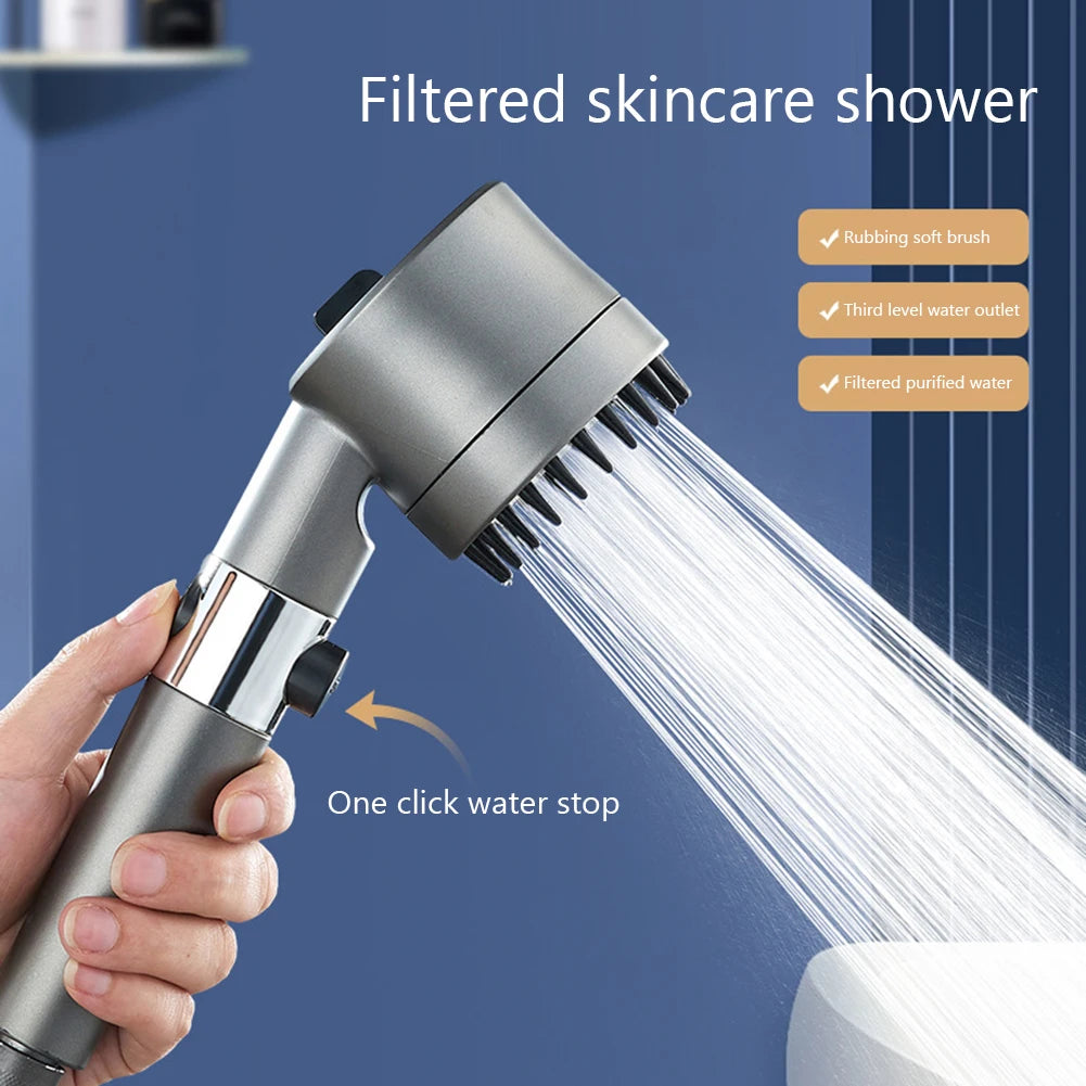 High Pressure Showerhead 4 Modes Water Saving Pressurized Shower Head Massage and Skin Beauty Multifunctional Shower Head