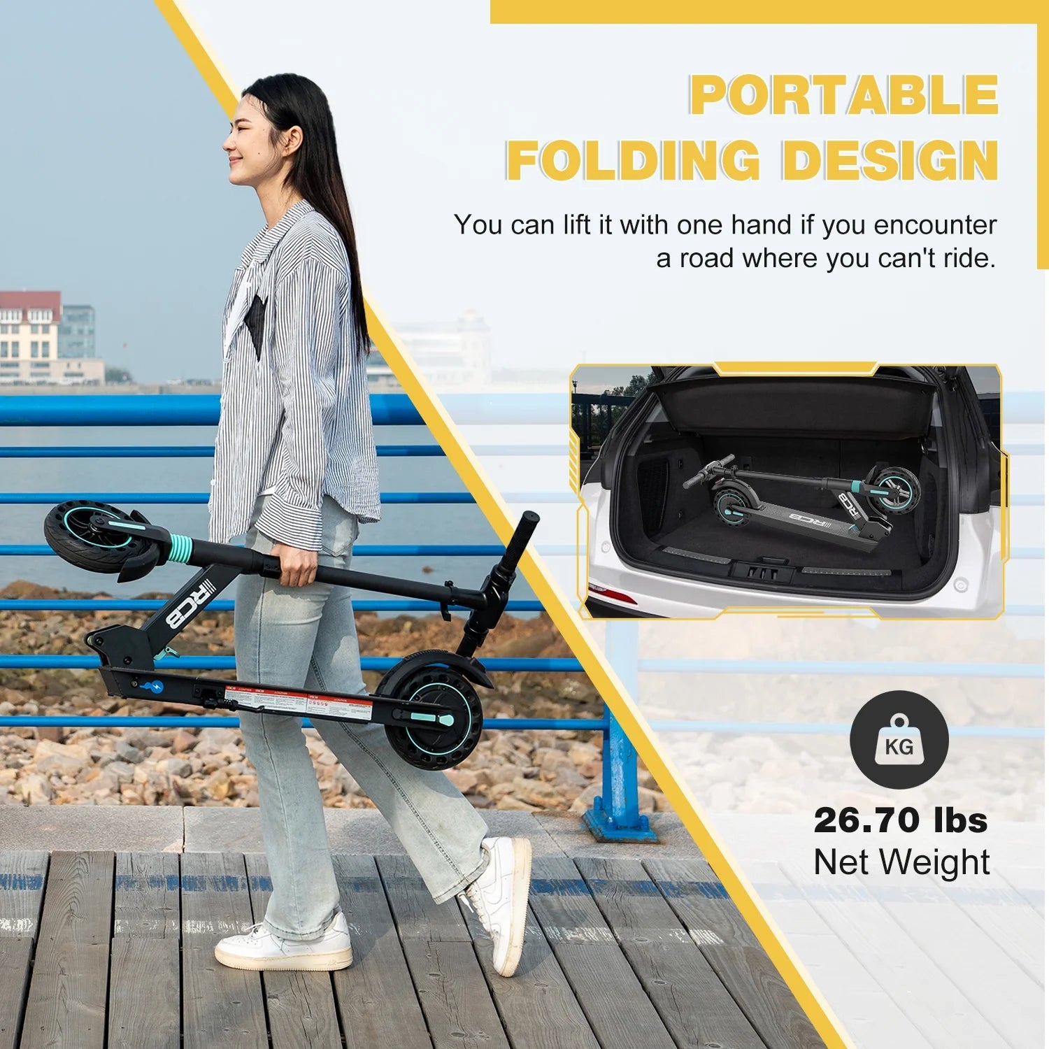 Electric Scooter R13 - 350W Motor,15Mph Top Speed, 8" Tires, Portable Folding Commuting Electric Scooter Adults & Teens