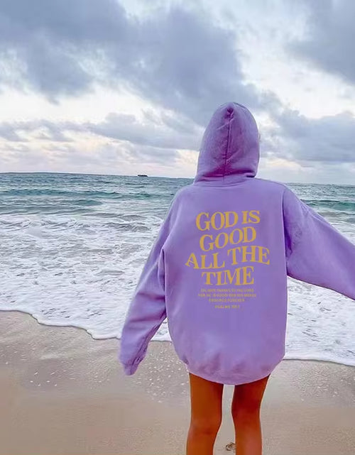 Load image into Gallery viewer, God Is Good All the Time Christian Hooded Sweatshirt Women Casual Print Long Sleeve Hoodie with Pocket Aesthetic Hoodies
