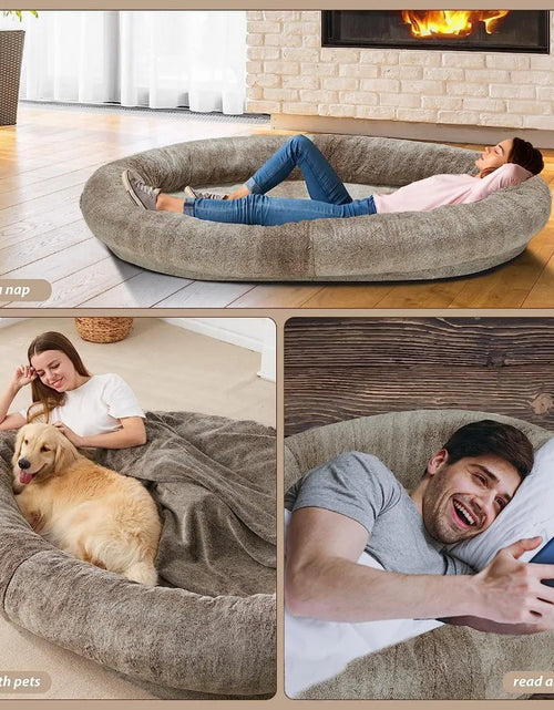 Load image into Gallery viewer, Large Human Dog Bed Bean Bag Bed for Giant Beanbag Dog Bed with , Families, Pets,72&quot;X48&quot;X10&quot; (Brown)Freight Free
