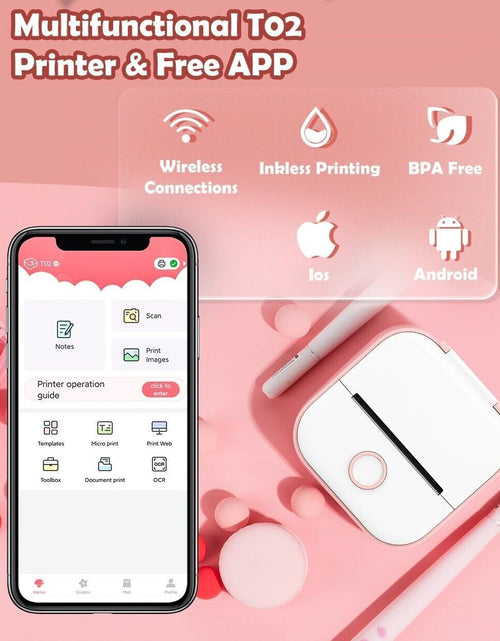 Load image into Gallery viewer, Phomemo T02 Portable Pocket Mini Thermal Printer Photo Label Sticker Bluetooth
