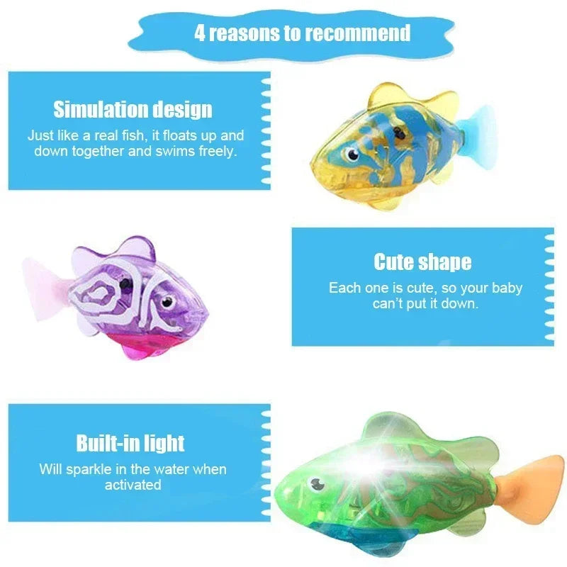 Cat Toys Interactive Robot Fish LED Lighted Water Activated Cat Electric Swimming Fish Toy Kitten Cat Fish Toy with LED Light