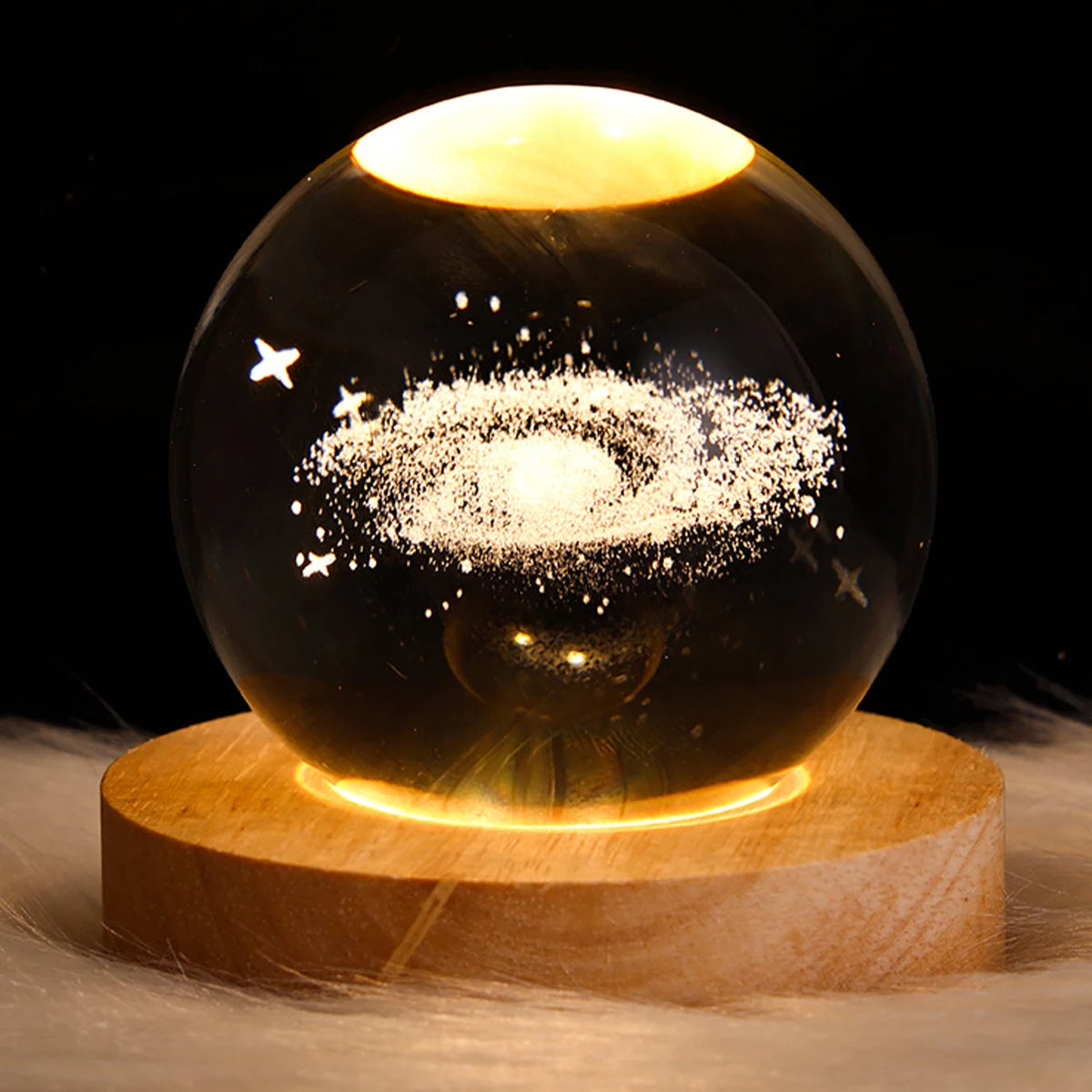 3D Crystal Ball LED Night Light Glowing Planetary Galaxy Lamp for Home Bedrom Desk Creative Decor Gift Planet Moon Bedside Lamp